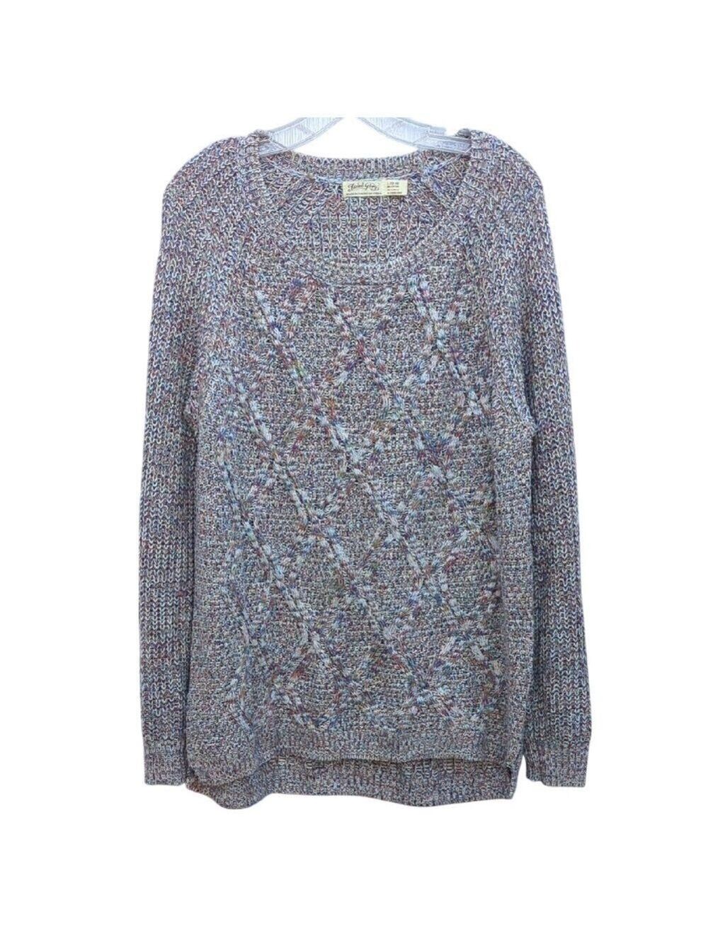 Faded Glory Cable Knit Pullover Sweater Multi Color Textured Knitwear